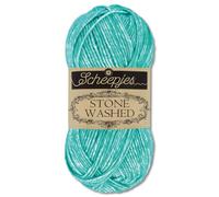 Frida's Wollhaus Scheepjes 50 g Stone Washed Stricken Häkeln seidenweich Wolle Garn 36 Farben (824 | Turquoise)
