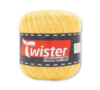 Frida's Wollhaus Twister 100 g Häkelgarn 100 Baumwolle mercerisiert gekämmt gasiert 18 Farben (22 | Gelb)