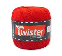 Frida's Wollhaus Twister 100 g Häkelgarn 100 Baumwolle mercerisiert gekämmt gasiert 18 Farben (35 | Rot)