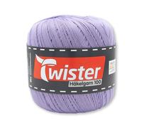 Frida's Wollhaus Twister 100 g Häkelgarn 100 Baumwolle mercerisiert gekämmt gasiert 18 Farben (43 | Flieder)