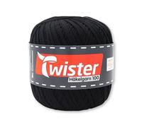 Frida's Wollhaus Twister 100 g Häkelgarn 100 Baumwolle mercerisiert gekämmt gasiert 18 Farben (90 | Schwarz)