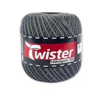 Frida's Wollhaus Twister 100 g Häkelgarn 100 Baumwolle mercerisiert gekämmt gasiert 24 Farben (18 | Dunkelgrau)