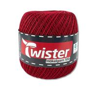 Frida's Wollhaus Twister 100 g Häkelgarn 100 Baumwolle mercerisiert gekämmt gasiert 24 Farben (38 | Weinrot)
