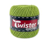 Frida's Wollhaus Twister 100 g Häkelgarn 100 Baumwolle mercerisiert gekämmt gasiert 24 Farben (74 | Grasgrün)