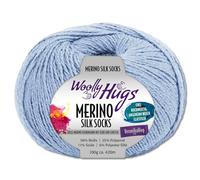 Frida's Wollhaus Woolly Hugs 100 g Merino Silk Socks Sockenwolle Sockengarn Strümpfe 15 Farben (257 | Hellblau)