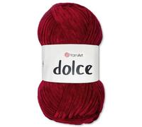 Frida's Wollhaus YarnArt 100 g Dolce Chenille Wolle Garn Stricken Häkeln Amigurumi 64 Farben (752 | Dunkelrot)