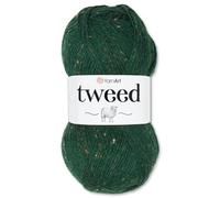 Frida's Wollhaus YarnArt 100 g Tweed Wintergarn Trachtengarn Wolle Stricken Häkeln 10 Farben (232 | Grün)