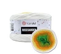 Frida's Wollhaus YarnArt 250 g = 1000 m Rosegarden Bobbel Farbverlaufsgarn Wolle 26 Farben (303 | Weiß-Vanille-Gelb-Orange-Grün)