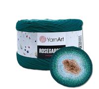 Frida's Wollhaus YarnArt 250 g = 1000 m Rosegarden Bobbel Farbverlaufsgarn Wolle 26 Farben (324 | Blau-Aqua-Hellblau-Beige)