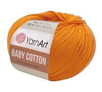 Frida's Wollhaus YarnArt 50 g Baby Cotton Wolle Baumwolle Acryl Häkelgarn Strickgarn 55 Farben (425 | Hellorange)