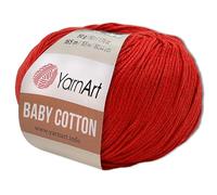 Frida's Wollhaus YarnArt 50 g Baby Cotton Wolle Baumwolle Acryl Häkelgarn Strickgarn 55 Farben (426 | Feuerrot)