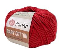 Frida's Wollhaus YarnArt 50 g Baby Cotton Wolle Baumwolle Acryl Häkelgarn Strickgarn 55 Farben (427 | Kirschrot)