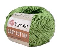 Frida's Wollhaus YarnArt 50 g Baby Cotton Wolle Baumwolle Acryl Häkelgarn Strickgarn 55 Farben (440 | Moosgrün)