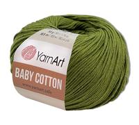 Frida's Wollhaus YarnArt 50 g Baby Cotton Wolle Baumwolle Acryl Häkelgarn Strickgarn 55 Farben (443 | Oliv)