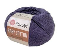 Frida's Wollhaus YarnArt 50 g Baby Cotton Wolle Baumwolle Acryl Häkelgarn Strickgarn 55 Farben (455 | Violett)