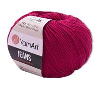 Frida's Wollhaus YarnArt 50 g Jeans Stricken Häkeln Amigurumi Babywolle Pastellfarben 63 Farben (91 | Himbeerrot)