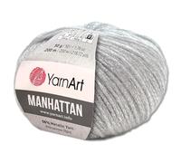 Frida's Wollhaus YarnArt 50 g Manhattan Metallic-Wolle Viskose-Garn Effektgarn 16 Farben (901 | Silber)