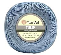 Frida's Wollhaus YarnArt 50 g Tulip Häkelgarn Filetgarn Mikrofaser glänzend seidig 49 Farben (408 | Hellblau)