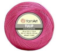 Frida's Wollhaus YarnArt 50 g Tulip Häkelgarn Filetgarn Mikrofaser glänzend seidig 49 Farben (419 | Magenta)