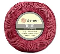 Frida's Wollhaus YarnArt 50 g Tulip Häkelgarn Filetgarn Mikrofaser glänzend seidig 49 Farben (468 | Kirschrot)