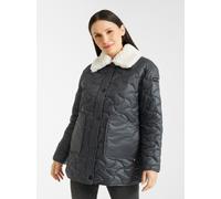 Steppjacke FRIEDA & FREDDIES "Fake Down Jacket / Kristy Long", Damen, Gr. 36, grauschwarz, 100% Polyamid, unifarben, normal, hoch geschlossener Ausschnitt, Jacken, mit Taschen (51561720-36) grauschwar