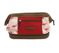 Friedrich|23 Kulturbeutel mit Nassfach &Bügelverschluss, F23, Flamingo, Polyester, beige/Koralle Kulturtasche, 29 cm, 4.0 Liter, Beige/Koralle