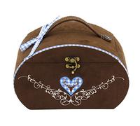 Friedrich|23, Schmuckkoffer, Bavaria, Velour, 16 x 13 x 11,5 cm, Halbrund, Mit Spiegel, Braun/Grün, 23327-5