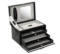 Friedrich23 Schmuckkoffer Classico 23231-2 Leder/Feinsynthetik abschließbar Spiegel Schubladen Schwarz