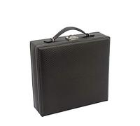 Friedrich|23, Uhrenkasten, Für 12 Uhren, Carbon-Optik, Feinsynthetik, 27,5 x 30 x 10 cm, Abschließbar, Tragegriff, Carbon, Dunkelbraun, 32054-3