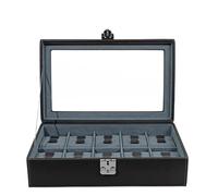 Friedrich Lederwaren Infinity Uhrenkoffer 10 Kissen Black/Anthracite - 26127-9
