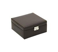 Friedrich|23, Uhrenkoffer, Für 6 Uhren, Leder-Optik, 18,5 x 17,5 x 8,5 cm, Abschließbar, Bond, Braun, 20069-3