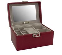 Friedrich Lederwaren Friedrich23 Milano Schmuckkoffer Rot - Feinsynthetik 19x13x11 cm, kompakte Schmuckbox