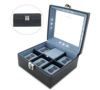 Friedrich Uhrenkoffer für 5 Uhren mit LED Uhrenbox Dunkelblau