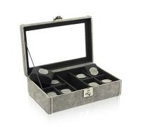 Friedrich|23 Cubano Uhrenkoffer aus Leder für 8 Uhren - Grau