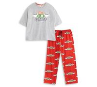 Friends Central Perk Damen-Pyjama-Set mit kurzen Ärmeln und Langen Beinen, grau | Retro-Loungewear für Nachtwäsche und Entspannung | Solides Design mit Logo | TV-Show-Merchandise