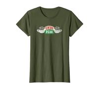 Friends Vintage Central Perk on White T-Shirt, Damen, Olivgrün, XS