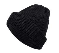 FRIESEN Friesennerz Unisex Rollmütze 'CPT. Spelunke' aus 100% Schurwolle - Wollmütze Strickmütze für Damen und Herren in Schwarz