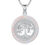 Friggem Baum des Lebens Halskette für Damen 925 Sterling Silber Opal Lebensbaum Anhänger Kette und Hypoallergene Kette, Geschenkschmuck für Mädchen Damen
