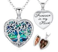 Friggem Herz Medaillon zum öffnen für Bilder 925 Sterling Silber Lebensbaum Foto Medaillon Kette für Damen, Baum des Lebens Anhänger für Frauen Mädche