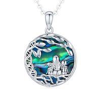 Friggem Lebensbaum Halskette Damen 925 Sterling Silber Abalone Muschel Baum des Lebens Anhänger, Mutter und Kind Kette, Edle Schmuckgeschenke für Mama Freundin Frau Tochter Schwester