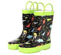 Fringoo - Jungen - Jungen Gummistiefel - Regen Jungenstiefel - Schwarz/Grün - Größe Kinder Größe
