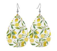 Frische Tropische Zitronen Wassertropfen Geformte Leder Ohrringe Doppelseitige Leder Ohrringe Frauen Mode Ohrringe, Einheitsgröße, Kunstleder