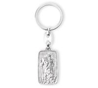 FRITZ COX Schlüsselanhänger Christophorus mit Gravur Gott schütze Dich | aus Metall | Silber | Schutzpatron der Reisenden | 4cm