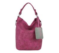 Fritzi Ella Hobo Handtasche Kunstleder Damen Hobo Bag Umhängetasche Festival City vegan strukturiert Magnetverschluss abnehmbarer Anhänger 37 x 27 x 17 cm - Schwarz, Beige, Pink, Gelb