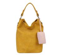 Fritzi Ella Hobo Handtasche Kunstleder Damen Hobo Bag Umhängetasche Festival City vegan strukturiert Magnetverschluss abnehmbarer Anhänger 37 x 27 x 17 cm - Schwarz, Beige, Pink, Gelb