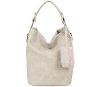 Schultertasche FRITZI AUS PREUSSEN "Ella Hobo", Damen, Gr. B/H/T: 17cm x 37cm x 27cm, beige, Polyurethan (PU), unifarben, Taschen Schultertasche, mit tollem Anhänger und kerniger Materialstruktur (583