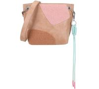 Fritzi aus Preussen Fritzi03 Limited Happy Flocked Umhängetasche Kunstleder Damen Crossbody Handtasche Festival City vegan Flock-Smile Karabiner 22,5 x 20,5 x 8,5 cm - Braun, Pink, Grün, Beige