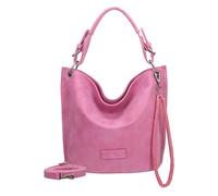 Fritzi aus Preussen Fritzi31N Vintage Squeezy Pink Hobo Bag Damen Umhängetasche Handtasche Schultertasche Freizeit Reise Festival City vegane Lederoptik Vintage-Waschung 28 x 26 x 13 cm, Pink