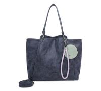 Fritzi aus Preussen Fritzi42N Vintage True Blue Shopper Kunstleder Damen Handtasche Umhängetasche Festival City vegan abnehmbarer Anhänger abnehmbare Tasche Vintage-Waschung 33 x 45 x 18 cm, Blau
