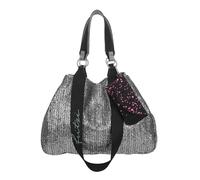 Henkeltasche FRITZI AUS PREUSSEN "Izzy Medium Limited Painted Straw", Damen, Gr. B/H/T: 45.00cm x 34.00cm x 16cm, silber (silberfarben, schwarz), Lederimitat, Taschen, mit abnehmbarem Brillenetui (906